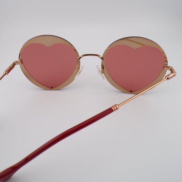 Carolina Herrera Heart Cut Out Shades, Round Rimless Stainless Steel Unique Y2K main image 7